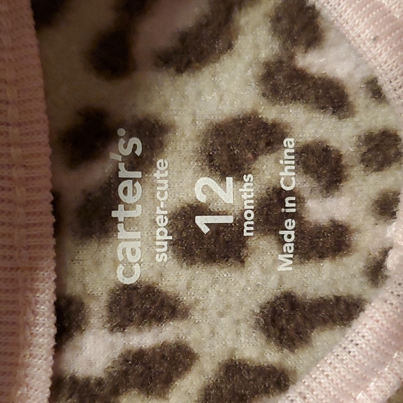 Carter's Girls 2-pc Animal Print Fleece Hooded PJ Outfit - Size 12 Months - Picture 6 of 12